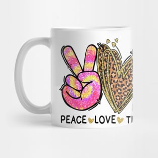 Peace Love Third Grade Funny Tie Dye Student Teacher Mug